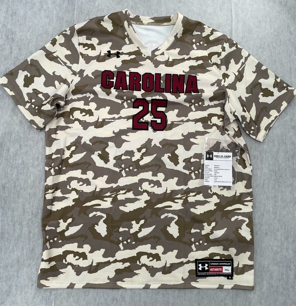 South Carolina Gamecocks Shirt Adult XL Camo Showtime V Neck Jersey Baseball NEW